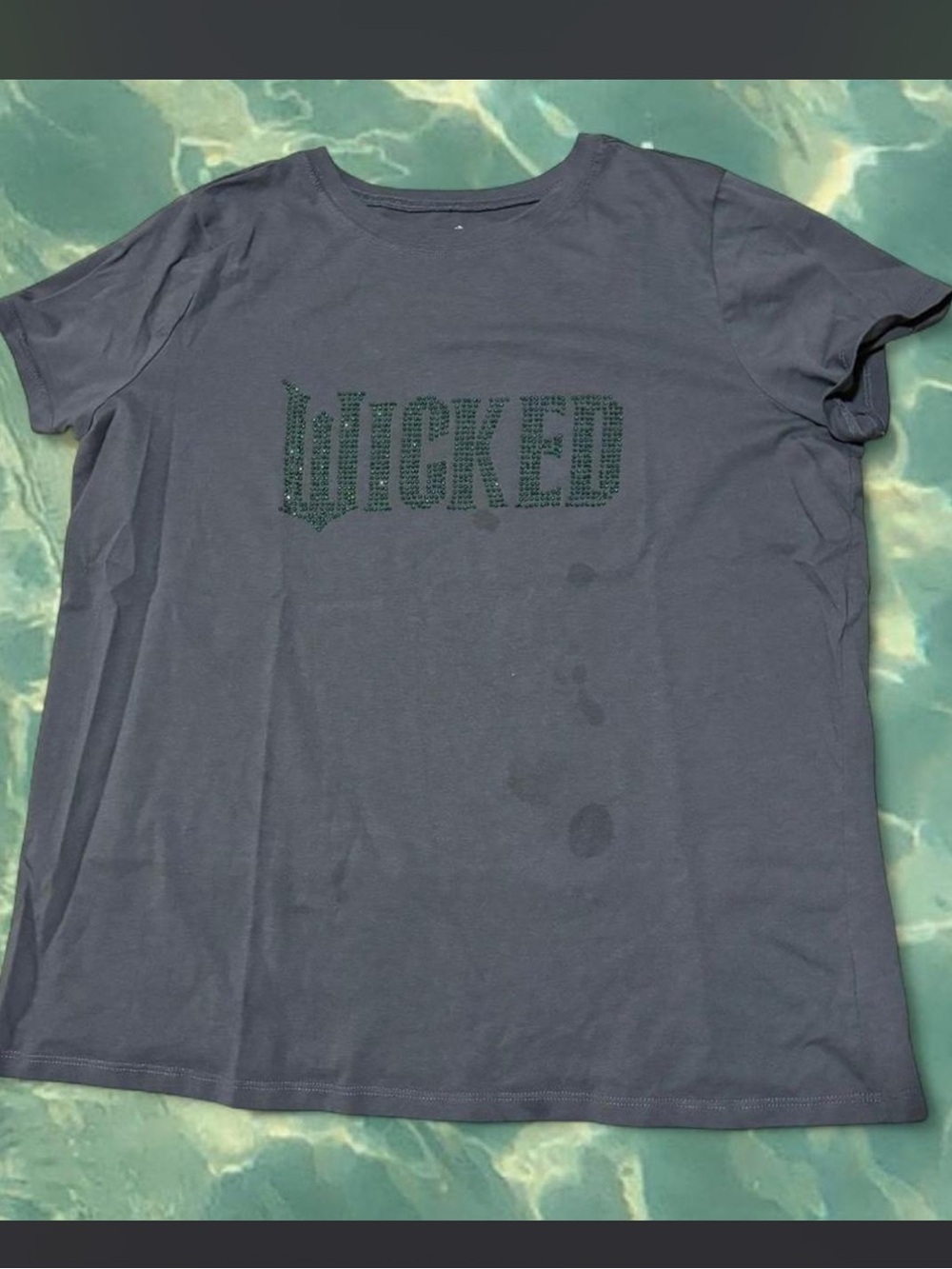 Womens Torrid Disney Wicked Green Bling Rhinestone Grey TShirt XL